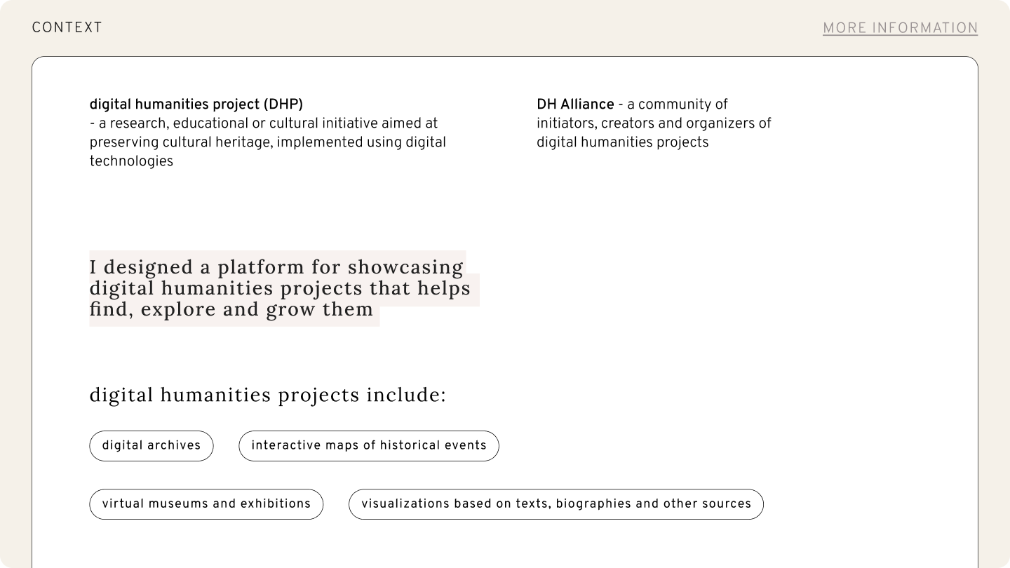 DH Alliance design process: context slide